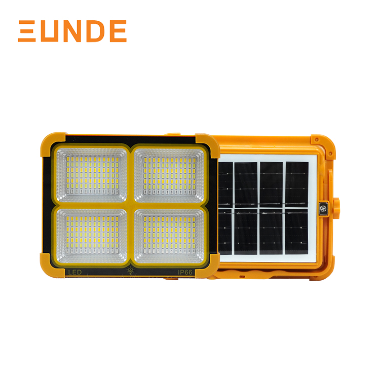 Portable Floodlight Dimmable Rechargeable Outdoor Camping LED Projector Lamp IP66 Waterproof Solar Flood Light