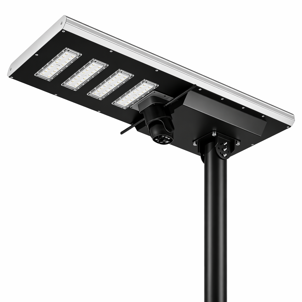 High Lumen High Quality Custom Engineering Project 150AH Outdoor LED Solar Street Light with CCTV Camera