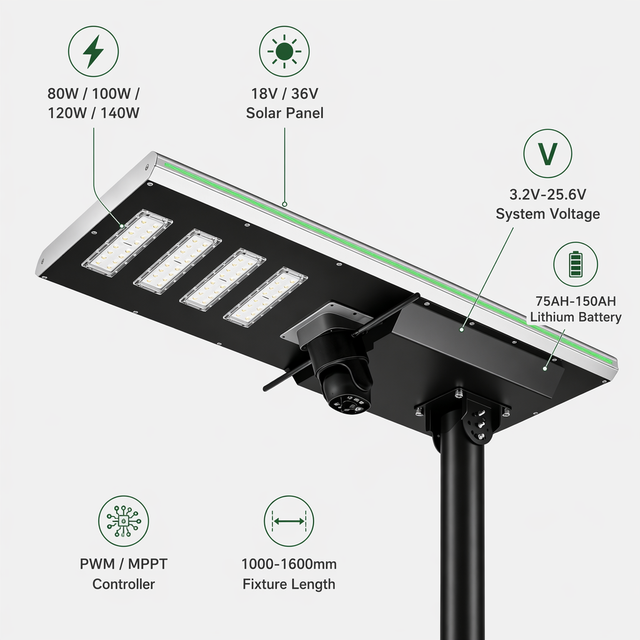 High Lumen High Quality Custom Engineering Project 150AH Outdoor LED Solar Street Light with CCTV Camera