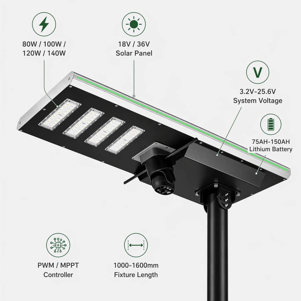 High Lumen High Quality Custom Engineering Project 150AH Outdoor LED Solar Street Light with CCTV Camera